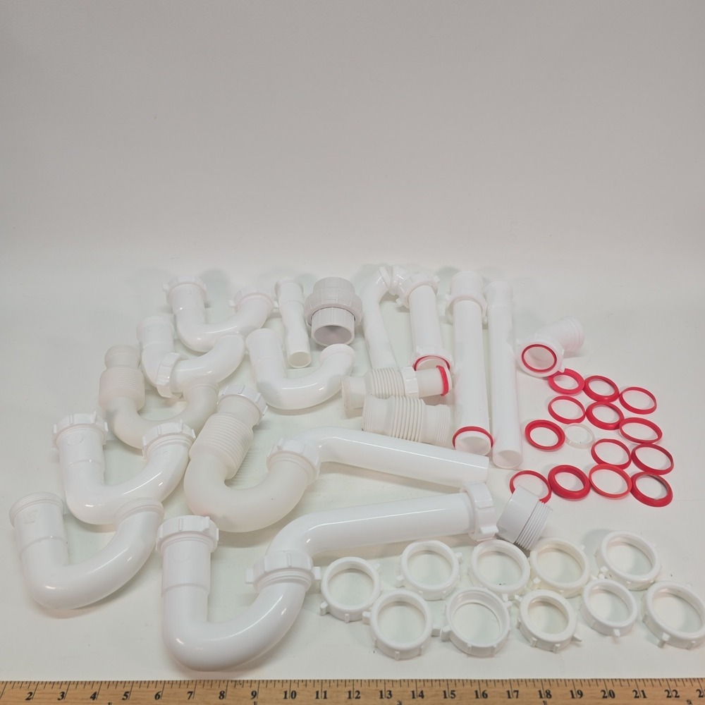 Lot Mixed PVC Plumbing Fittings Connectors Extension Tubes Washers P Trap